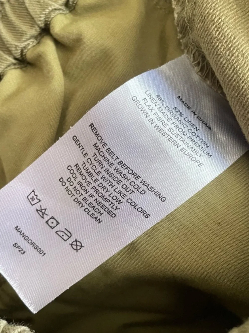 Quince Organic Cotton Linen Twill Straight Leg Pant Army Green Crop Medium